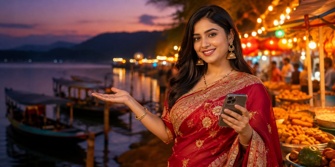 সিলেটে শাড়ি পরা মডেলের সাথে আন্দর বাহার গেমের আনন্দময় মুহূর্ত